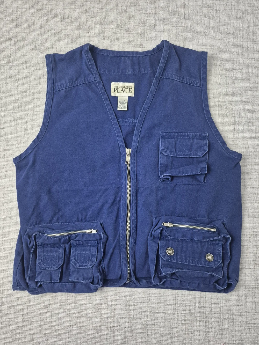 Vintage Y2K The Children's Place Blue Cargo Utility Vest Size 5/6
